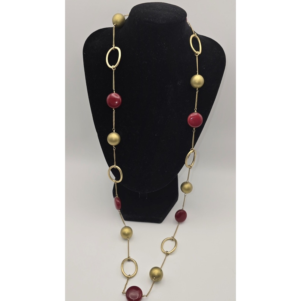 Lia Sophia Necklace‎ Red And Gold Beads -442